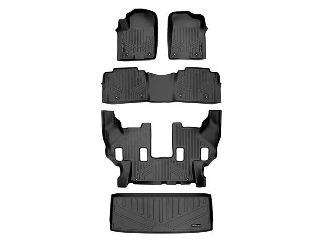 SMARTLINER Floor Mats 3 Rows and Cargo Liner Behind 3rd Row Set Black Compatible With 17-18 Armada / 11-13 Infiniti QX56 / 2014-2018 QX80