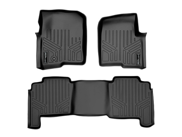 SMARTLINER Floor Mats 2 Row Liner Set Black Compatible With 2004-2008 Ford F-150 SuperCrew Cab / 2006-2008 Lincoln Mark LT Crew Cab
