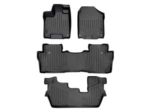SMARTLINER Custom Fit Floor Mats 3 Row Liner Set Black Compatible With 2016-2022 Honda Pilot 8 Passenger Model (No Elite Models)