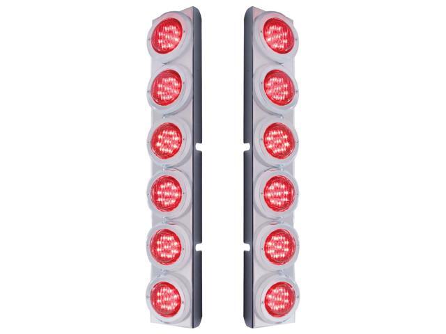 United Pacific 37342 Air Cleaner Light Bar, Rear, Stainless Steel, with Bracket, Clearance/Marker Light, Red LED and Lens, Flat Style, with Chrome...