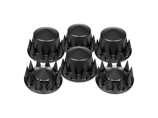 United Pacific 10355 Axle Cover, Pointed Combo Kit with 33mm Spike Nut Covers & Nut Covers Tool, Matte Black, ABS Plastic