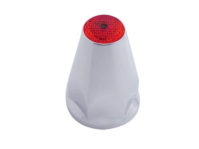 United Pacific 10071 33mm X 2-3/4' Chrome Plastic Nut Covers W/Flange - Push-On -Red Reflector (20 Pack)