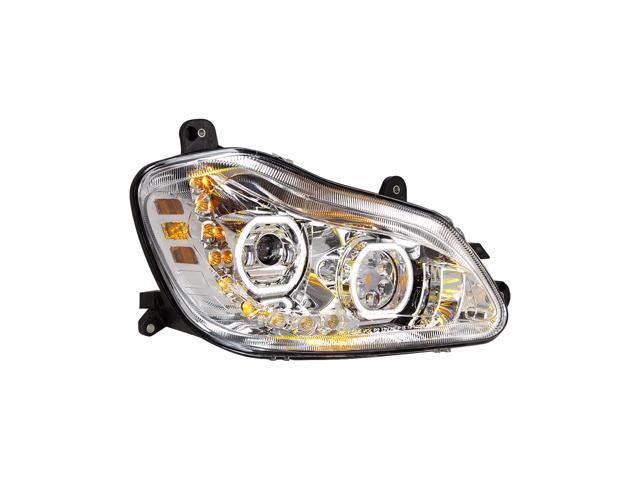 United Pacific 35742 Headlight Assembly, LED, RH, Chrome Housing, High/Low Beam, with 9 LED Amber Signal (Sequential), 100 LED White DRL, 6 LED...