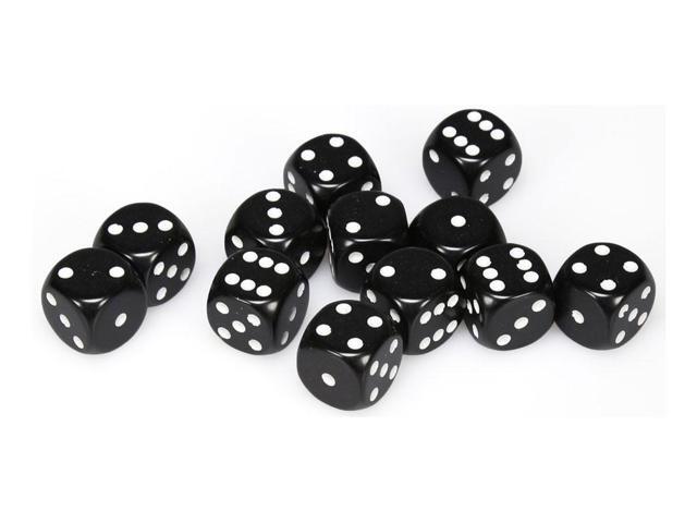 Chessex 25608 Opaque Black With White - 16 mm Six Sided Dice Set Of 12