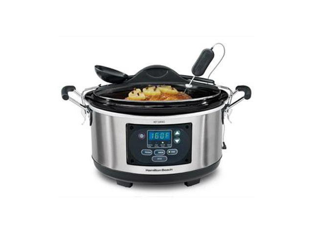 Hamilton Beach 33967 Stainless Steel Set 'n Forget Programmable Slow Cooker With Spoon/Lid photo