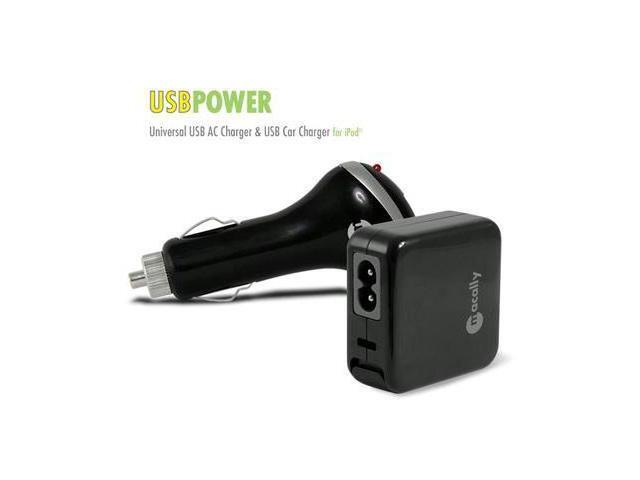 Macally USBPOWER Black Universal USB AC / Car Charger for iPod & iPhone
