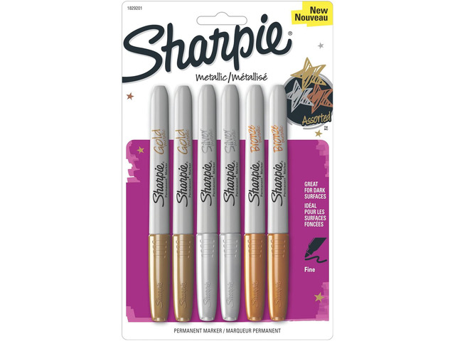 Sharpie Metallic Permanent Markers Assorted 6/Pack 1829201