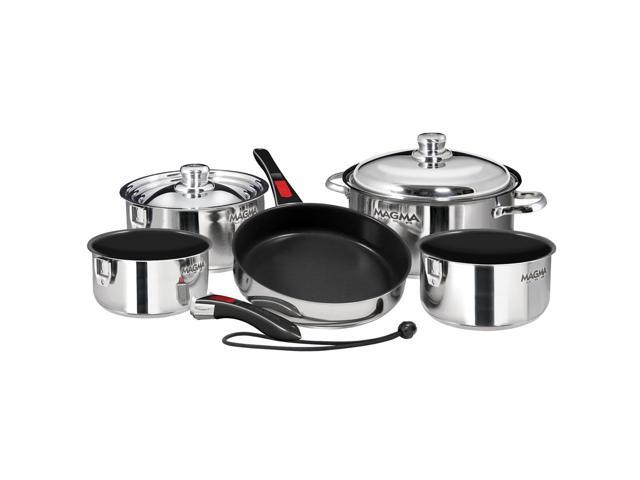 Magma 10 Piece Scratch Resistant Stainless Steel Non Stick Nesting Cookware Set