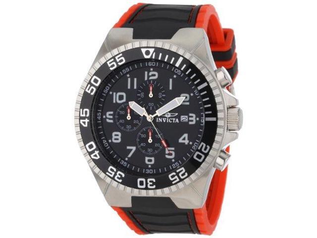 Invicta Men's Pro Diver Chronograph Black Dial Black/Red Polyurethane