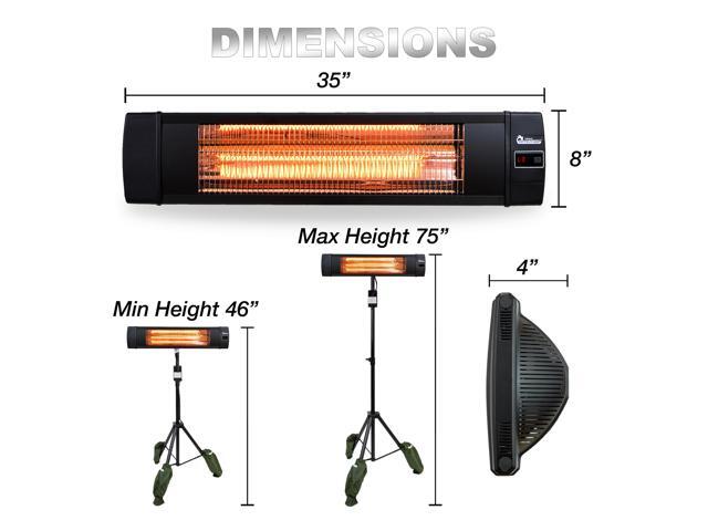 Dr Infrared Heater DR-338 Carbon Infrared Patio Heater With Tripod, Black