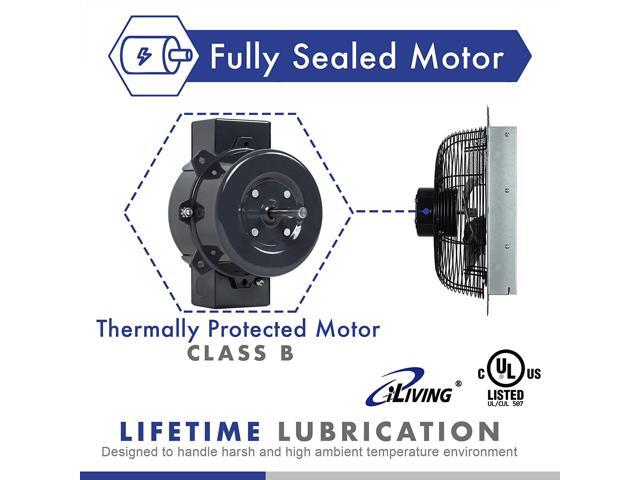 iLIVING 12 Inch Variable Speed Shutter Exhaust Fan, Wall-Mounted, 960 CFM, 1400 SQF Coverage Area (Power Cord Not Included)