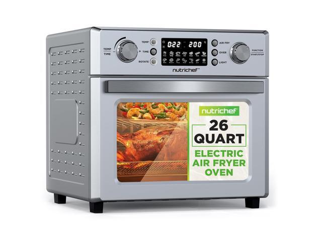 NutriChef 26L Electric Air Fryer Oven 1700W Countertop Rotisserie & Air Fryer 360° Rotating Feature 10 Digital Menu Presets Includes Drip...