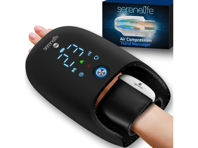 SereneLife Hand Massager with Heat and Compression with Kneading, 6 Modes, 6 Intensity Levels, 3 Timer Settings for Hand Relaxation, Stress Relief,...