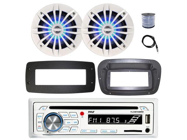 Pyle PLCDBT65 Single DIN Bluetooth Marine CD Stereo Receiver, Spa bezel, Adapter Plate, 22 Radio Antenna, Wire, 2x 3.5 300W Max Indoor/Outdoor...