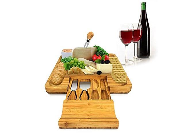 NutriChef PKCZBD10 Bamboo Cheese Board Set, Brown