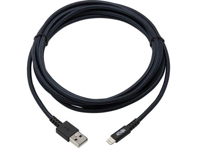 Tripp Lite M100-010-GY-MAX Heavy-Duty USB Sync / Charge Cable with Lightning Connector - M/M, USB 2.0, UHMWPE and Aramid Fibers, Gray, 10 ft. (3 m)
