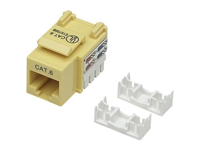 Intellinet Cat6 UTP Punch-Down Keystone Jack, Yellow, for Solid and Stranded Wire, Gold-plated Contacts