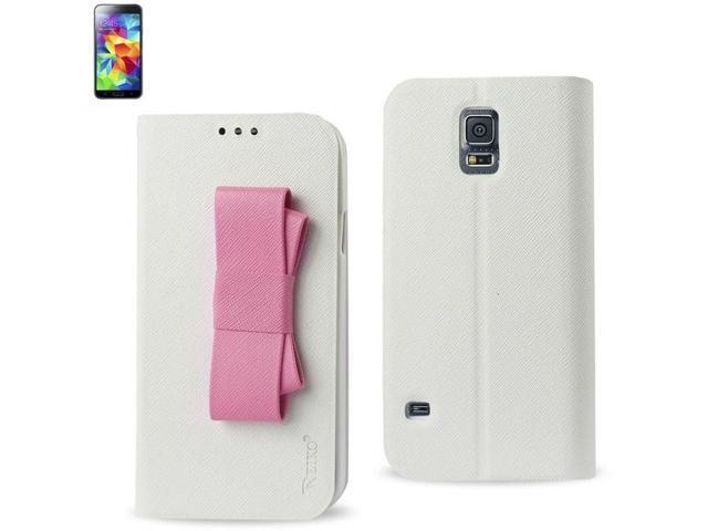 Reiko Samsung Galaxy S5 Folio Wallet Cases-White Pink