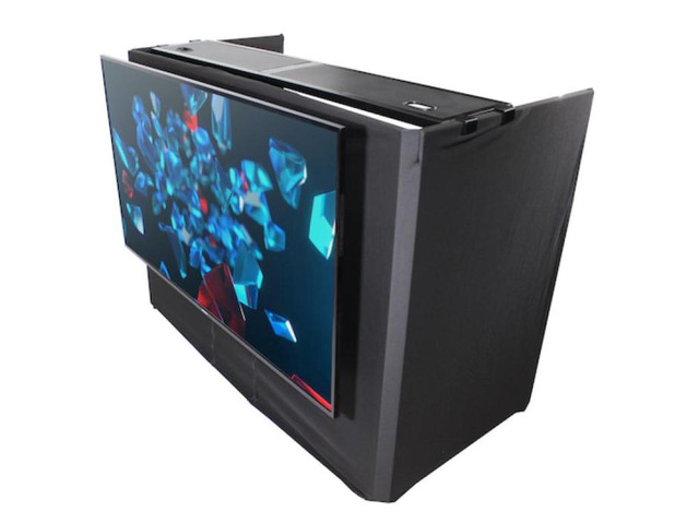 ProX XF-MESA MEDIA MK2 DJ Facade Table with TV Mount Includes Black & White Scrims and Carry Bags