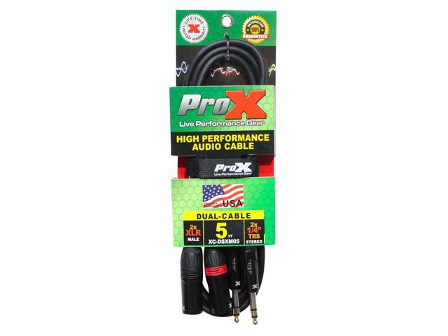 ProX XC-DSXM05 5' 1/4' TRS-M to Dual XLR3-M