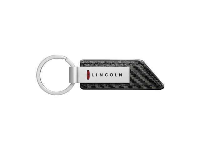 Lincoln Red Logo Carbon Fiber Texture Black PU Leather Strap Key Chain