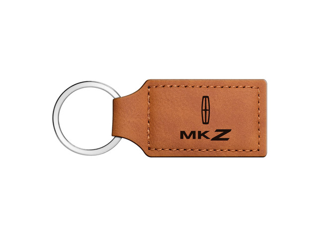 Lincoln Rectangular Brown Leather Key Chain - MKZ