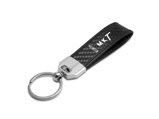 Lincoln MKT Real Carbon Fiber Leather Strap Key Chain with Black stitching