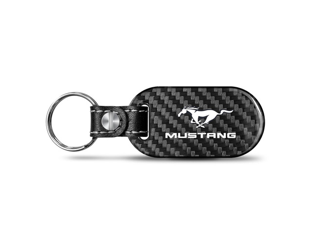 Ford Mustang 100% Real Black Carbon Fiber Tag Style Key Chain