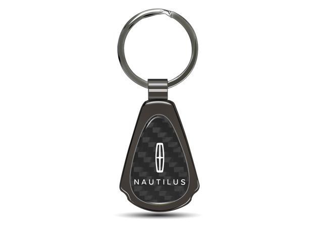 Lincoln Nautilus Real Black Carbon Fiber Gunmetal Black Metal Teardrop Key Chain