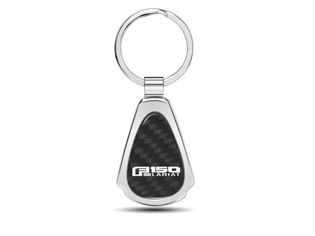 Ford F150 Lariat Real Black Carbon Fiber Chrome Metal Teardrop Key Chain