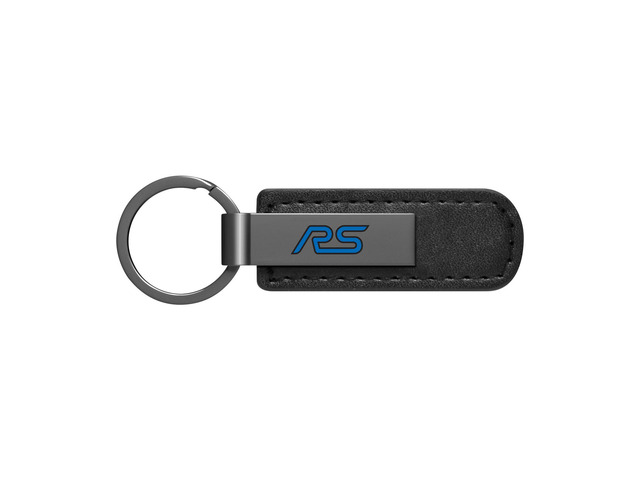 Ford Focus RS Gunmetal Black Metal Plate PU Leather Strap Key Chain