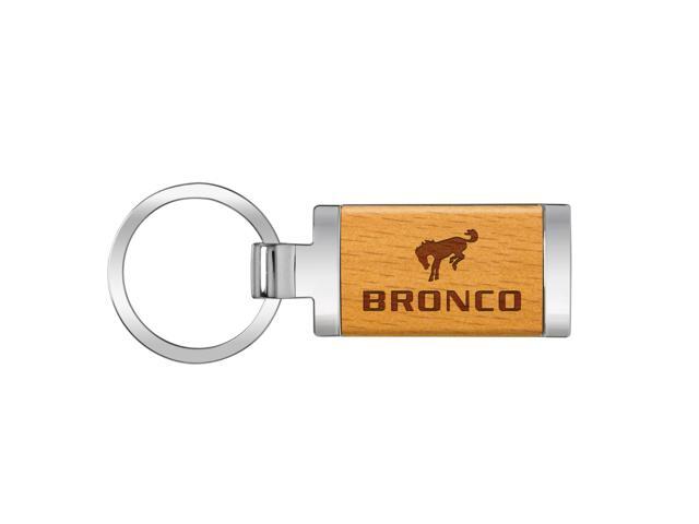 Ford Bronco Laser Engraved Maple Wood Chrome Metal Trim Key Chain