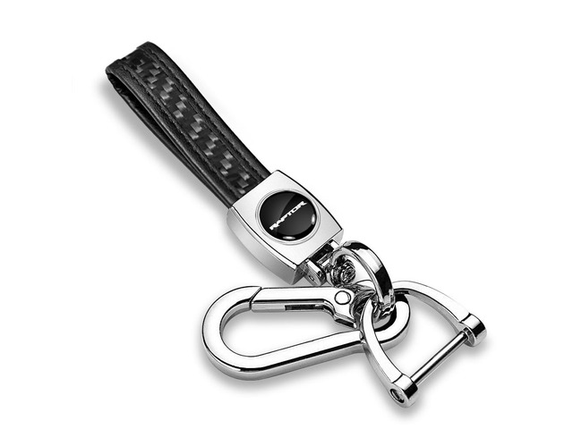 Ford F-150 Raptor in Black Real Carbon Fiber Loop-Strap Chrome Hook Key Chain