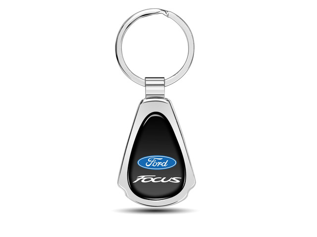 Ford Focus Black Dome Chrome Metal Teardrop Key Chain