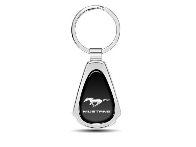 Ford Mustang Black Dome Chrome Metal Teardrop Key Chain
