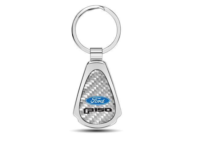 Ford F-150 2015 up Real Silver Dome Carbon Fiber Chrome Metal Teardrop Key Chain