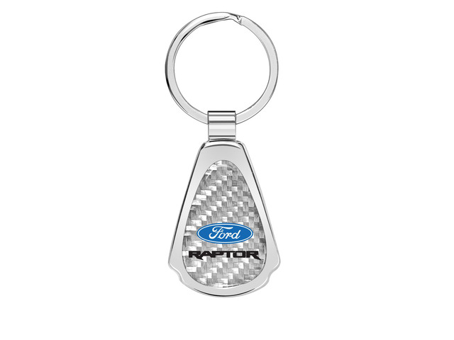 Ford F-150 Raptor 2017 up Real Silver Dome Carbon Fiber Chrome Metal Teardrop Key Chain