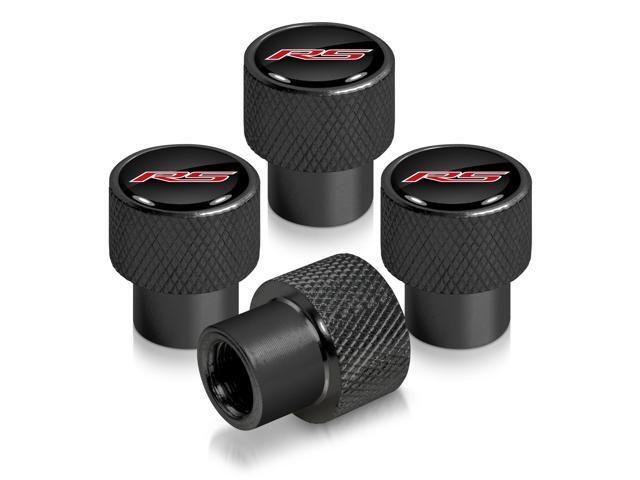 Chevrolet Camaro RS Logo in Black on Black Aluminum Tire Valve Stem Caps