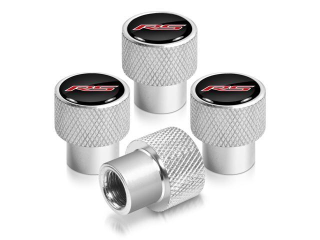 Chevrolet Camaro RS Logo Black on Shining Silver Aluminum Tire Valve Stem Caps