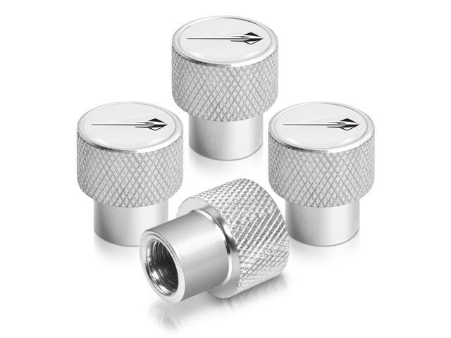 Corvette C7 Stingray Logo White on Shining Silver Aluminum Tire Valve Stem Caps