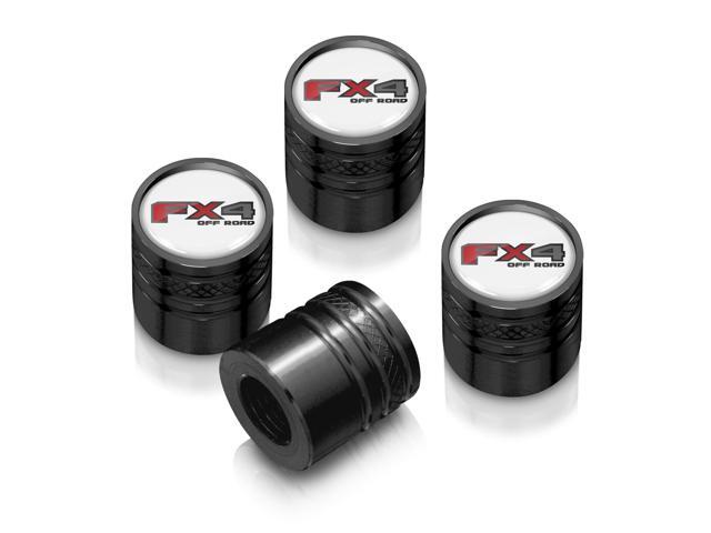 Ford F-150 FX4 Off-Road White on Black Aluminum Cylinder-Style Tire Valve Stem Caps
