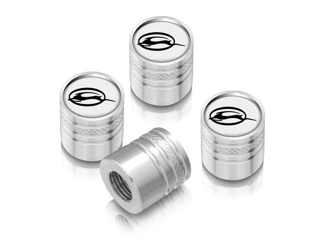 Chevrolet Impala in White on Shining Silver Aluminum Cylinder-Style Tire Valve Stem Caps