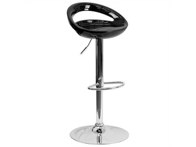 Photos - Chair Flash Furniture Contemporary Black Plastic Adjustable Height Barstool with Rounded Cutout 