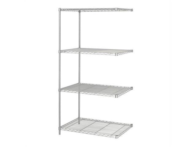 Safco 5289GR Industrial Add-On Unit - Four-Shelf - 36w x 24d x 72h - Steel - Metallic Gray