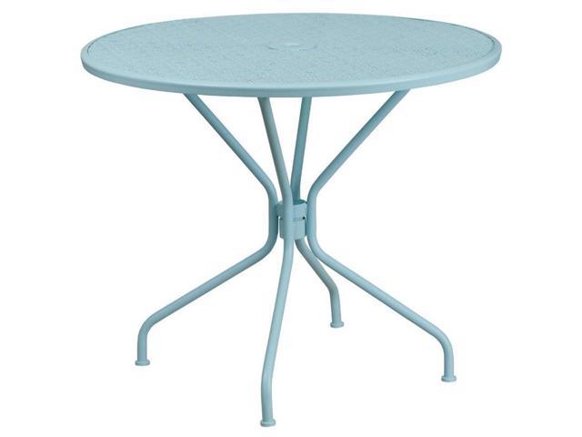 Photos - Garden Furniture Flash Furniture Commercial Grade 35.25' Round Sky Blue Indoor-Outdoor Steel Patio Table 88 
