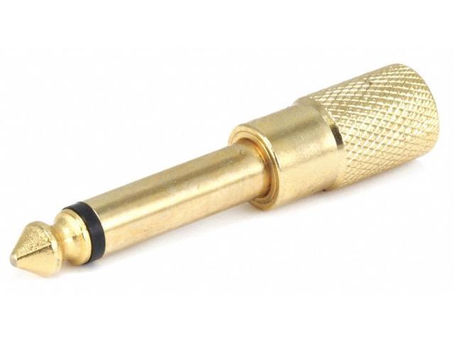 Monoprice Metal 1/4in (6.35mm) TS Mono Plug to 3.5mm TRS Stereo Jack Adapter, Gold Plated
