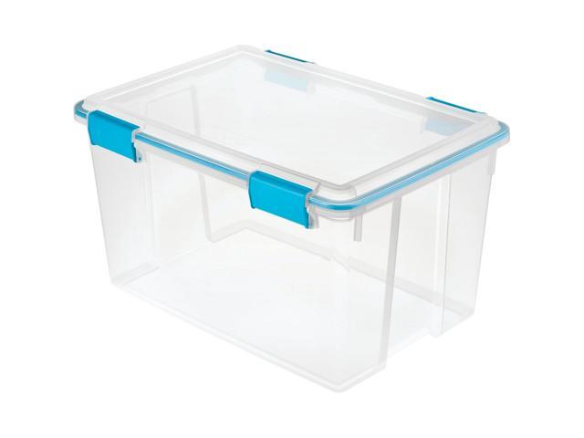 Sterilite 54 Quart Gasket Box in Clear with Blue Latches 19344304