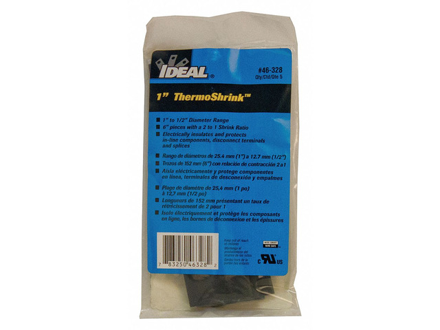 IDEAL 46-328 Heat Shrink Tube, Thin Wall, 2:1 I. D. Shrink Ratio, 1.04 in I. D.