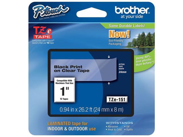 Brother P-touch TZe 1' Laminated Tape Cartridge - 1' Width x 26 1/5 ft Length - Rectangle - Thermal Transfer - Clear - 1