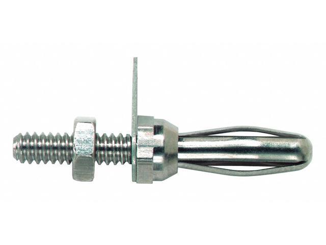 POMONA 3263 Banana Plug with Thrded Stud,Silver,PK10